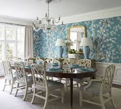 Featuring sturdy wood construction with classic turned legs, this dining set can pair with design aesthetics ranging from farmhouse to traditional. Dining Room With Blue And White Wallpaper Beautiful Dining Rooms Dining Room Teal Dining Room Blue