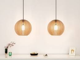 Aion Pendelleuchte Aus Holz Hangelampe Birke Natur Etsy Wood Lamps Wooden Pendant Lighting Contemporary Wall Lamp
