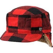Brixton Lodge Red Plaid Hunter Earflap Hat Zumiez Plaid Hats Red Plaid Black And Red