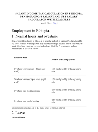 Everyone who works in the country contributes to the growth of the country's malaysian labor laws are constantly being reviewed by the government and other relevant authorities. Salary Income Tax Calculation In Ethiopia Overtime Income Tax