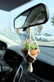 Macrame Plant Hanger Rear View Mirror Charm Simple Etsy In 2020 Plant Hanger Rear View Mirror Charm Macrame Plant Hanger