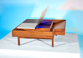 The rectilinear top sits atop a john keal for brown saltman mid century expanding coffee table table measures: John Keal For Brown Saltman Coffee Table With Interior Storage Circa 1950s The S Pace Detroit