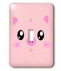 3drose Kawaii Pig Face Cute Minimalist Farm Animal Cartoon Nursery Kids Child Children Girly Girls 1 Gang Toggle Light Switch Wall Plate Wayfair