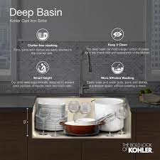 Single bowl kitchen sink in white. Kohler Whitehaven Farmhouse Apron Front Cast Iron 33 In Single Bowl Kitchen Sink In Biscuit K 5827 96 The Home Depot