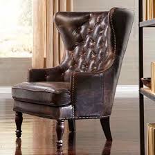 Lazzaro Leather Sedgefield Wing Back Tufted Back Chair Tufted Leather Chair Wingback Chair Leather Chair