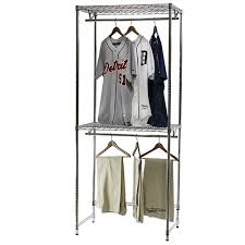This kids' closet organizer was created with adjustable clothes poles to grow with your child as they get taller, plus a lower shoe rack that can be attached on either the right or left side to fit into most kids' closets. Double Hang Wire Closet Shelving 18 D X 84 H The Shelving Store