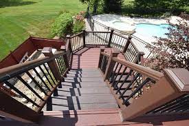 Staircase landings, add a landing to existing stairs. Trex Stair And Landing Multi Color Vintage Lantern Railing The Look Of Your Deck Is All In The Details Give Your Deck A Unique Deck Custom Decks Trex Stairs