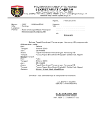 Pembuatan surat undangan sangatlah diperlukan apabila sebuah lembaga maupun organisasi ingin mengundang beberapa orang penting untuk bisa. Surat Rapat Kampung Kb Ii