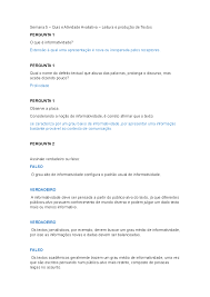 Atividades Semana 5 - quiz e atividade avaliativa todas corrigidas pelo ava  - Semana 5 – Quis e - Studocu