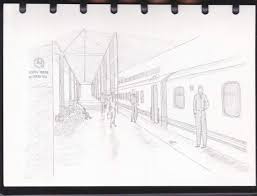 Menunggu Kereta Gajayana Gambir Kenangan Perjalanan Gambar Pensil Gambar Sketsa