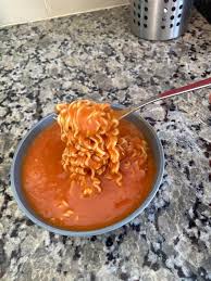 Combine pork, soy sauce, sake, and mirin into the pan and cook until pork is cooked. My Childhood Delicacy Tomato Soup With Top Ramen Noodles Shittyfoodporn