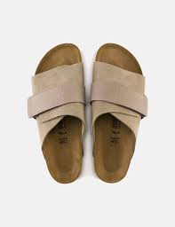 Two adjustable buckles for a custom fit. Birkenstock Kyoto Nubuck Suede Leather Narrow Footbed Sandals Beige On Garmentory In 2020 Suede Leather Footbed Sandals Suede