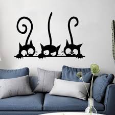 Three Kittens Decoration Painting Wall Stickers Wall Decals For Bedroom Trendy Wall Art Kitten Decor