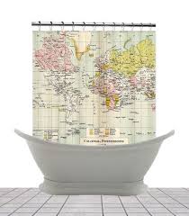 Shower Curtain Colonial Possessions Vintage World By Mapology 60 00 Bathroom Decor Travel Decor Shower Curtain