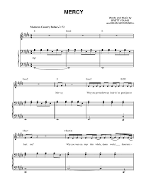 Mercy By Brett Young Piano Sheet Music Guitar Chords And Lyrics Sheet Music Piano Sheet Music