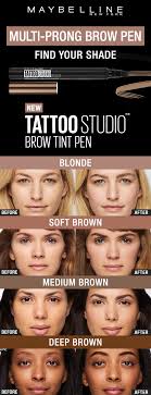Maybelline tattoostudio waterproof eyebrow pencil, sharpenable, longwear, long lasting eyebrow pencil, defined brows, pigment brow pencil, up to 36hr, spoolie eyebrow brush, soft brown, 0.026 oz. Maybelline Tattoostudio Brow Tint Pens Lets You Create Natural Hair Like Strokes With Ease To Give You An Idea Of How Brow Tinting Maybelline Tattoo Brow Pen