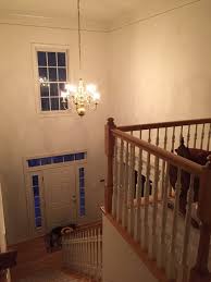 He wants to do gauntlet gray cabinets in the office with accessible beige walls. Light Lift Dilemma In 2 Story Foyer Ideas Needed