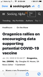 Press release reported on 05/18/21 that oragenics issues letter to shareholders. Mbh S Moment