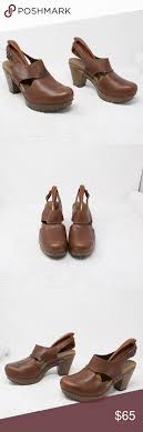 Dansko Riley Brown Leather Platform Comfort Heels According