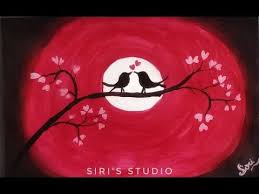 Simple Love Birds Painting Easy Step By Step Tutorial For Beginners Siri S Studio Youtube Love Birds Painting Birds Painting Painting