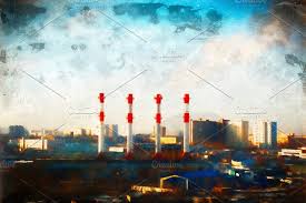 Industrial Zone At Moscow City Ecolo Industrial Background City Ecology