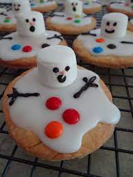 Start the tradition of making christmas holiday food art for the kids! Melted Snowman Biscuits Christmas Cooking Christmas Food Christmas Baking