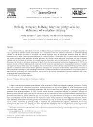 Pdf Defining Workplace Bullying Behaviour Professional Lay Definitions Of Workplace Bullying