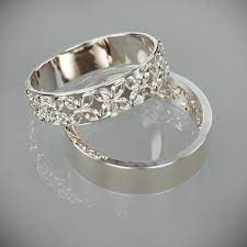 14k White Gold Celtic Flower Wedding Rings Set Handmade 14k Etsy 14k Celti Wedding Rings Sets His And Hers Celtic Wedding Rings His And Her Wedding Rings