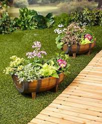 Sandhurst square planter, onyx black $250.00. Set Of 2 Half Barrel Planters Patio Outdoor Indoor Garden Rustic Western Decor Ebay