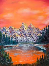 Landscape sunset nature mountains mountain sky clouds forest sunrise dusk. Mountain Landscape At Sunset Painting By Nino Ponditerra