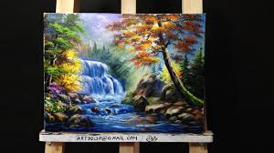 Waterfall Acrylic Painting Lesson 1 Painting Art Lesson Canvas Painting Tutorials Acrylic Painting Lessons
