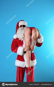 Young Santa Claus Holding Sexy Naked Woman Color Background Stock Photo by  ©NewAfrica 202102322
