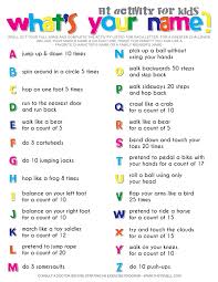What S Your Name Fitness Activity Printable For Kids Your In 2020 Physical Activities For Kids Spell Your Name Workout Exercise For Kids