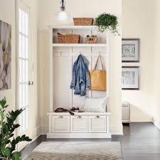 Home Decorators Collection Shutter Polar White Hall Tree 1157310410 The Home Depot Mudroom Furniture Entryway Inspiration White Hall Tree
