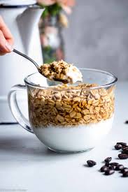 Add cinnamon and vanilla, if using. Latte Overnight Oats With Greek Yogurt Food Faith Fitness