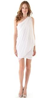 Alice Olivia Chiffon One Shoulder Drape Dress In White Lyst Draped Dress Plus Size Homecoming Dresses Greek Fashion