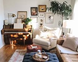 Image of cozy living room with musicians