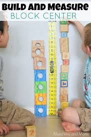 Preschool Build And Measure Center Munchkins And Moms Block Center Preschool Blocks Preschool Stem Activities