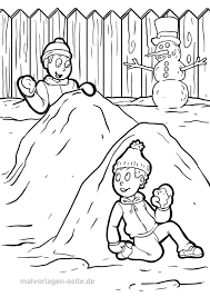 Malvorlage Winter Schneeballschlacht Kostenlose Ausmalbilder