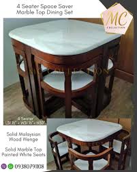 This winsome kitchen set comes with a cart and two stools that nest with each other for added convenience. 4 Seater Space Saver Marble Top Dining Set Furniture Home Living Furniture Tables Sets On Carousell