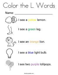 Color by numbers to find visit the alphabuddies for some fun coloring pages and crafts to reinforce learning. Color The L Words Coloring Page Twisty Noodle