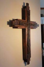 Cross Unique Handcrafted Custom Orders Accepted 33 Quot Tall Stained With Warm Wood Tones Wall Crosses Rustic Wood Cross Rustic Cross