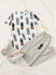 Patterns > meine häkelwelt sonderheft > meine häkelwelt sonderheft, hä031: T Shirt Mit Ananas Muster Und Jogginghose Mit Kordelzug Aktuelle Trends Gunstig Kaufen Shein Deutschland