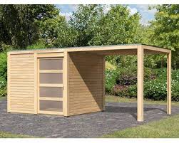 Karibu Gartenhaus Cuarado Natur Bxt 484 X 242 Cm Davon 242 Cm Anbaudach Flachdach Gartenhaus Karibu Gartenhaus Gartenhaus