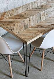 Wooden Chevron Dining Table Herringbone Reclaimed Wood Table With Hairpin Legs Reclaimed Wood Dining Table Dinner Tables Furniture Reclaimed Wood Restaurant