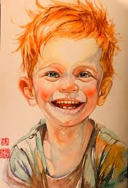 One of Anna Bucciarelli's tutorials. I love her work and really enjoyed  painting this. I think I might have made this one too dark (too much  pigment).