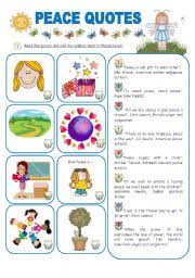 Check spelling or type a new query. Peace Quotes And Activities 2 Pages Esl Worksheet By Aimee S