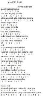 Not Angka Lagu Yovie And Nuno Manusia Biasa Not Musik Lagu Pianika