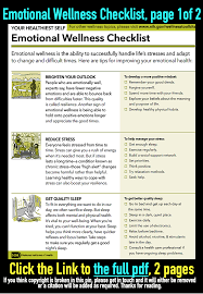 Emotional Wellness Checklist Page 1of 2 Click The Link To The Full Pdf 2 Pages In 2020 Emotional Wellness Health Info Emotions