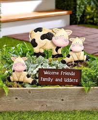 Cow Garden Decor Welcome Stake Set Farm Animal Family Metal Mom 2 Babies Sign Cow Decor Diy Outdoor Decor Cow